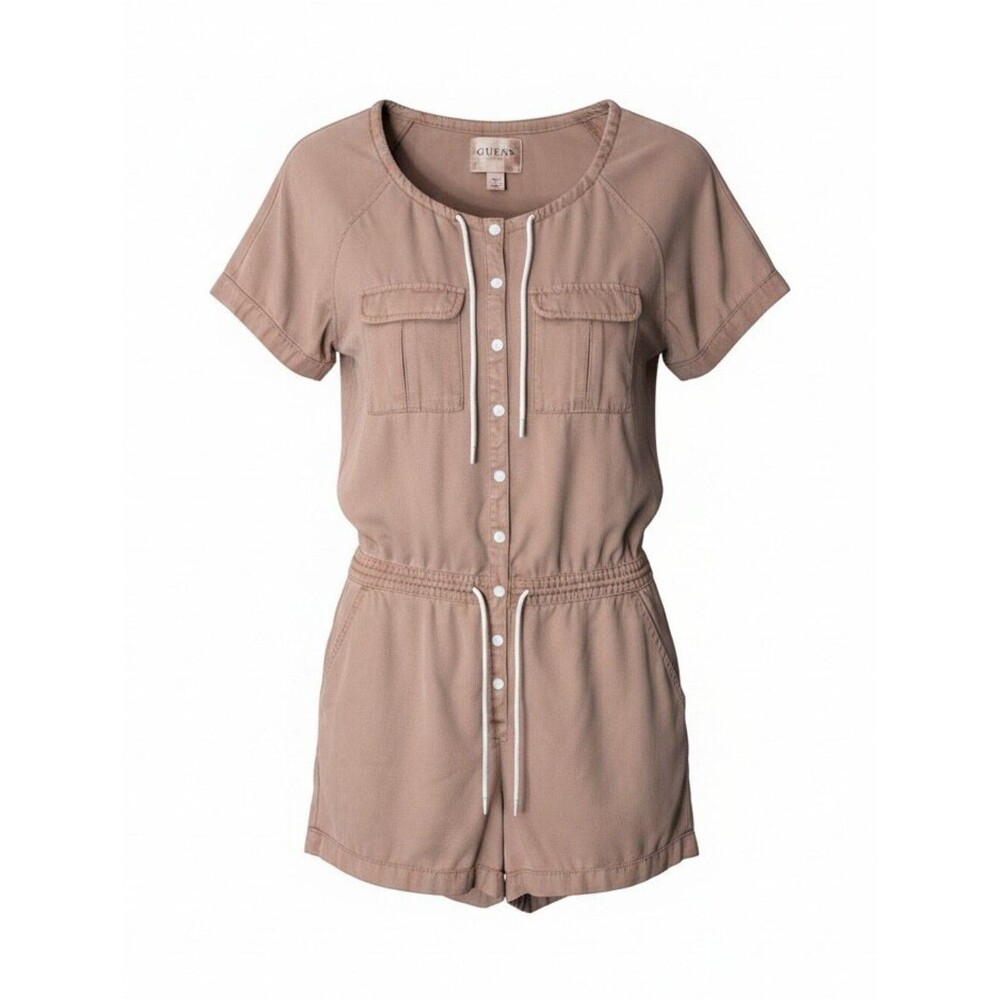Guess Los Angeles Jordan utility romper in a sand-colored reactive dye size 2